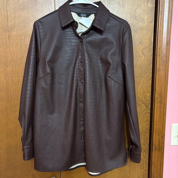 Dennis Basso Textured Alligator Faux Leather Button Shirt - Size: XS - NWT - Picture 4 of 16